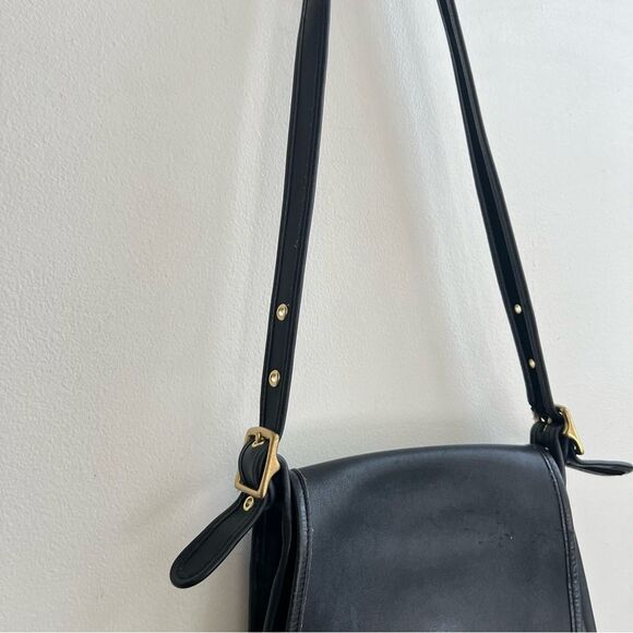 Vintage Coach Black Leather Rambler's Legacy Crossbody Bag - Picture 10 of 16